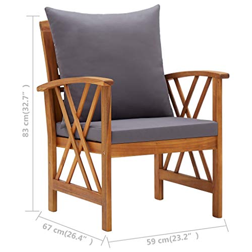 vidaXL Solid Acacia Wood Garden Lounge Set with Cushions 5 Piece Wooden Outdoor Patio Seat Seating Chair Coffee Table Sitting Furniture Setting