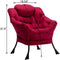 AcozyHom Modern Fabric Large Lazy Chair, Accent Oversized Comfy Reading Chair, Thick Padded Cozy Lounge Chair with Armrest, Steel Frame Leisure Sofa Chair for Living Room, Bedroom, Dorm, Burgundy