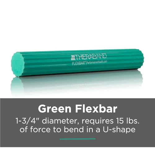 TheraBand FlexBar, Tennis Elbow Therapy Bar, Relieve Tendonitis Pain & Improve Grip Strength, Resistance Bar for Golfers Elbow & Tendonitis, Green, Medium, Intermediate