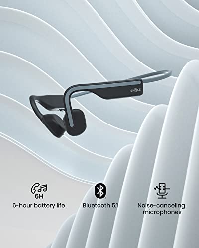Shokz OpenMove Bluetooth Wireless Headphones with Mic, Bone Conduction Wireless Headset with 6H Playtime, IP55 Waterproof Sports Headphones for Running (Slate Grey)