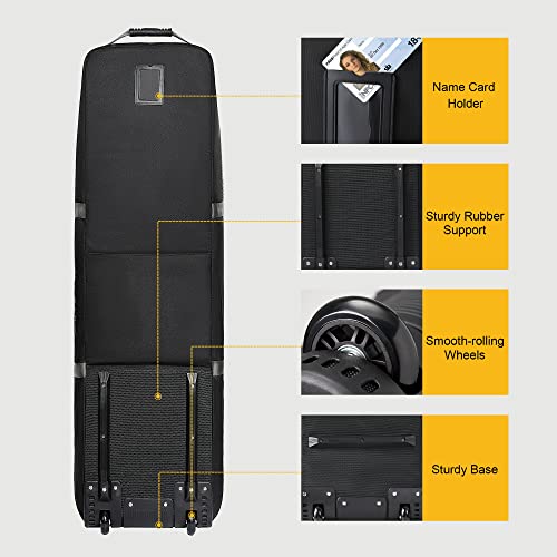 GoHimal Golf Travel Bag with Anti-Impact Support Cover, 900D Heavy Duty Oxford Fabric Golf Travel Case for Airlines with Wheels