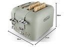 De'Longhi Argento Flora, 4 Slice Toaster, CT04GR, Peppermint Green