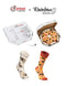 Rainbow Socks - Man Woman Pizza Socks Box Seafood - 4 Pairs - Size L/XL (AU Woman 10+/Man 7.5-11)