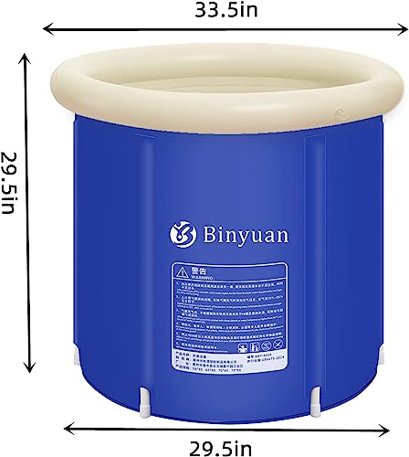 Portable Bathtub Foldable,Soaking Bath Tub with Freestanding Shower Stall,Eco-Friendly Adult Bathroom Foldable Tub for Small Space Hot Bath Ice Bath Spa Tub (29.5'' x 29.5'',Dark Blue)