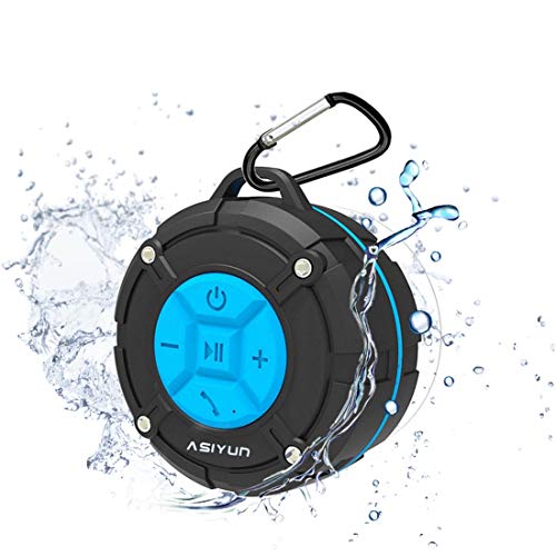 [Updated Version] Portable Shower Speaker, ASIYUN Waterproof Wireless Speaker with IPX7 HD Sound, Suction Cup, Speakers Built-in Mic, Hands-Free Speakerphone for iPhone, iPad and Android Phones(Blue)