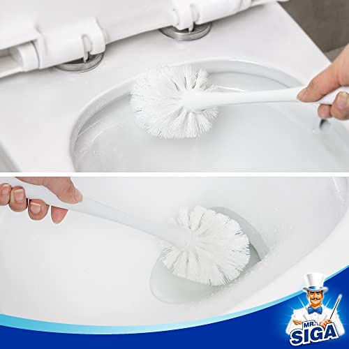 MR.SIGA Toilet Plunger and Bowl Brush Combo for Bathroom Cleaning, White, 1 Set