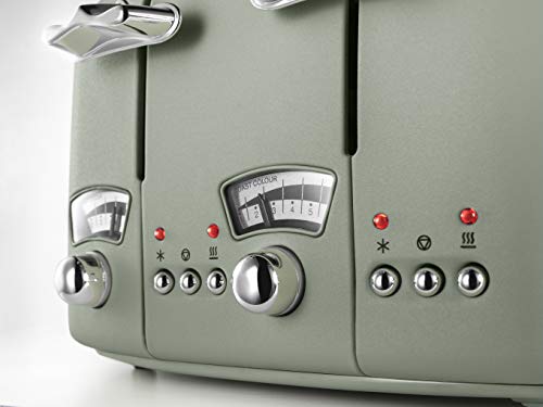 De'Longhi Argento Flora, 4 Slice Toaster, CT04GR, Peppermint Green