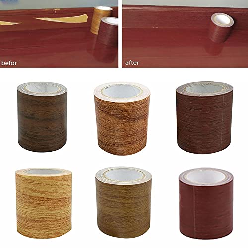 2.24 Inch x 15Ft Woodgrain Patterned Duct Tape, Multi-Purpose Self Adhensive Waterproof Repair Tape for Furniture Door Floor Table and Chair (Chocolate Color)