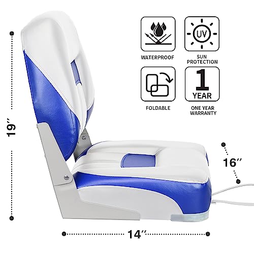 ErgoSeat Two Tone Low Back Folding Boat Seat,White/Blue,2pcs/pack