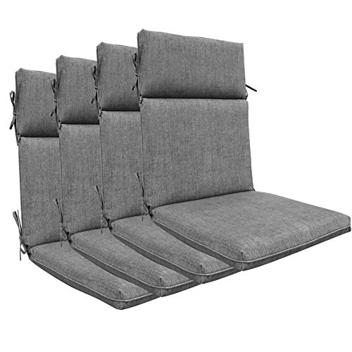 BOSSIMA Indoor Outdoor High Back Chair Cushions Replacement Patio Chair Seat Cushions Set of 4 (Olefin Light Grey)