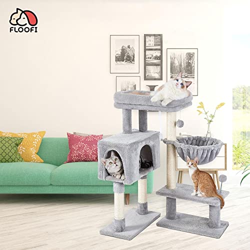 Floofi 97cm Cat Tree, Cat Tower, Cat Scratching Post, Cat Tree for Indoor Cats, Cat Condo, Cat Furniture, Cat Trees, Cat Post, Large Cat Tree, Cat Tree Tower, Cat Tower Large Cats (Light Grey)