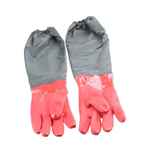 Emours Aquarium Gloves Waterproof Elbow Length Long Sleeve Scratch Resistant Work Gloves 27-Inch