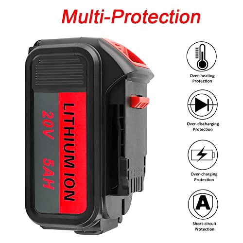 Geelink 2 Pack 18V/20V 5000mAh Premium XR Lithium Ion Replacement Battery for DeWalt DCB200 DCB205 DCB184 DCB182 DCB200 DCB180 XR Cordless Drill Tool Batteries Pack