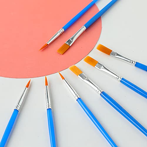 100 Pcs 165mm Flat Paint Brushes Acrylic Paint Brushes Watercolor Brushes Painting Kit Art Supplies for Acrylic Oil Watercolor Paint Party Classroom Starter (100Pcs Flat)