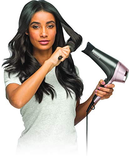 Remington Curl and Straight Confidence Hair Dryer, D5706AU, 2200W (AU Plug), Ceramic With Tourmaline Prevents Frizz, Includes 2 Concentrators, Diffuser & Round Brush, Black & Pink