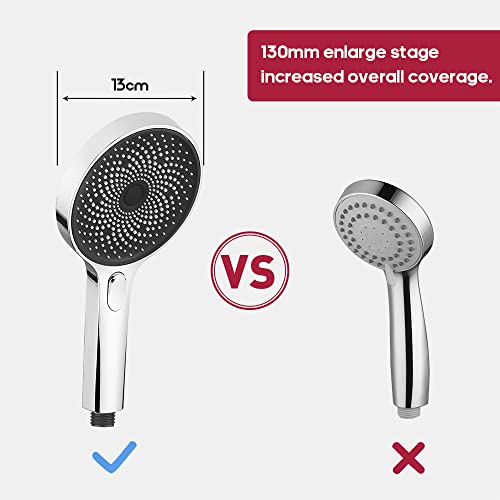 Decaura 3-Mode Handheld Shower Head with 150cm Shower Hose Brass Wall Elbow Bracket Soft Spray Luxury Massage (Chrome)