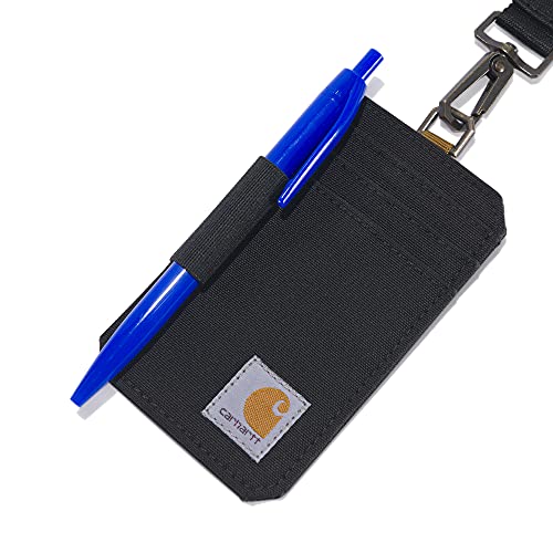 Carhartt Standard, Water-Repellent Canvas ID Holder with Reflective Lanyard, Nylon Duck (Black), One Size