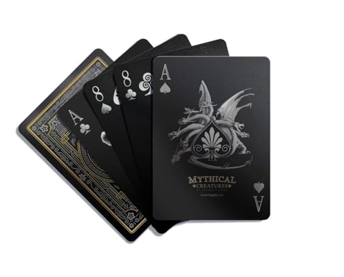 Gent Supply Mythical Creatures - Black Silver & Gold Edition Playing Cards by Co