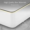 Luxsuite Bathroom Basin Bathroom Sink Vessel Washing Basin Vanity Hand Wash Bowl Above Counter Bath Toilet Countertop Rectangle Ceramic Basin White 48x37cm