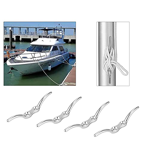 Auto-plaza 4pcs 4.5" (11.4cm) Boat Rope Cleats, 316 Stainless Steel for Boats Accessories Boat Securing Tie Down w/Mounting 8 Screws