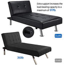 Yaheetech Faux Leather Sofa Bed Sleeper - Convertible Futon Sofa Modern Recliner Couch Daybed with Chrome Metal Legs for Living Room Black