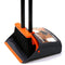 (Orange Broom and Dustpan) - TreeLen Dust Pan and Broom/Dustpan Cleans Broom Combo with 100cm Long Handle for Home Kitchen Room Office Lobby Floor Use Upright Stand up Dustpan Broom Set