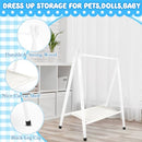 Queekay Kids Clothing Rack Kids Garment Rack for Pets Dolls Baby Dress up Storage Wooden Clothes Organizer with Storage Shelf Hanger Rack（White, Medium）