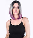 aSulis Ombre Wigs Short Bob Hair Wigs Purple Colorful Party Wig for Women Natural + Free Wig Cap 13" 190g