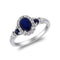 Gin & Grace Women's 14K White Gold Genuine Blue Sapphire Ring With Diamonds (Oval-Cut) Shaped (TW3319R-BS-10)