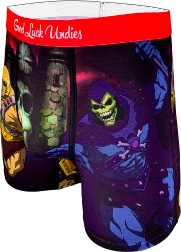 Good Luck Undies Men's Masters of The Universe Boxer Brief Underwear, Masters of the Universe, He-man & Skeletor, Medium