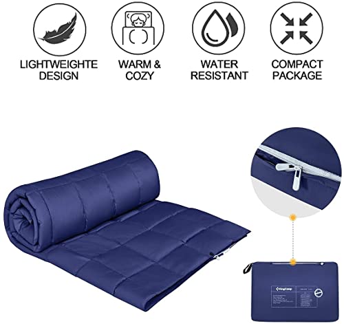 KingCamp Camping Blankets for Cold Weather, Warmer Down Alternative Packable Blanket, Ultralight Compact Emergency Waterproof Quilt for Backpacking, Airplane, Outdoor, Camping, Hiking, Travel, Stadium