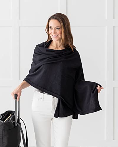zestt Dreamsoft Travel Scarf, Wrap and Shawl for Women, Organic Cotton, Black, Unisize