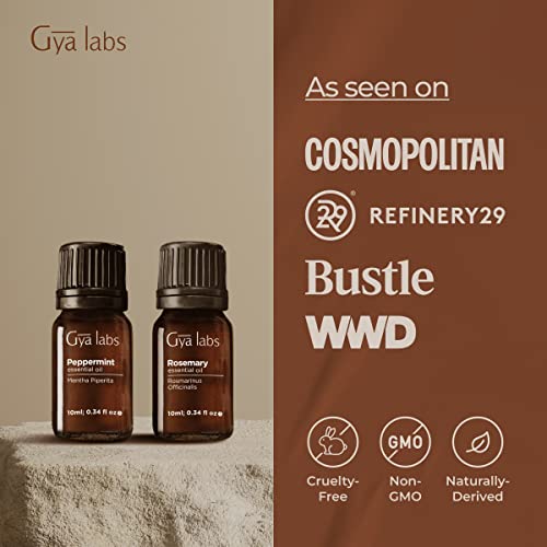 Gya Labs Rosemary Essential Oil & Peppermint Essential Oil (10ml) - Warm, Woodsy Scent - Pack of 2