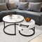 Luxsuite Round Nesting Coffee Table Set of 2 Bedside Stacking Faux Marble Look Accent Tables Soft Side Table Set with Drawer Living Room Furniture White
