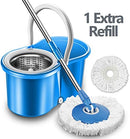 Spin Mop 360°Spin Mop Stainless Steel Bucket Magic Mop +2 Heads