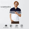 LUJENGEFA Mens Polo Shirt Stripe Short Sleeve Regular Tops Classic Casual Golf Contrast Color T-Shirt White
