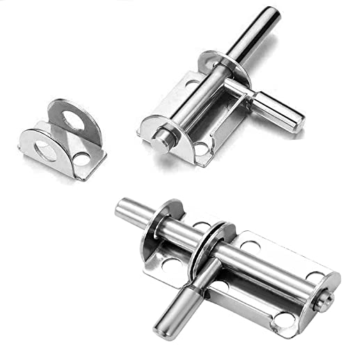 DACUAN Wooden Door Latch, 2Pcs Sliding Bolt Gate Latch, Heavy Duty Stainless Steel Lock Hasp Sliding Bolt Safety Hardware Kit