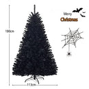 1.8m/2.25M Christmas Tree, Artificial Black Christmas Tree with Sturdy Metal Stand, 1036/1258 Branch Tips PVC Needles, Easy-Assembly, Festival Decor for Home, Garden, Halloween, Black (1.8M)