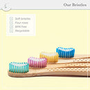 Zenify Earth Bamboo Kids Toothbrush (Set of 4) - Soft BPA Free Brushes - Biodegradable Childrens Toothbrushes - Australian Owned
