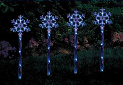 40 LED 4 PCS Blue Snowflake Solar Pathway Outdoor Christmas Decoration Garden Lights