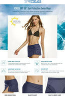 TSLA Women's UPF 50+ Swim Skirt, Elastic Waistband Swimsuit Skort, Built-in Swimwear Bikini Bottom FSK03-DBL Small