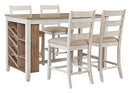 Signature Design by Ashley Skempton Farmhouse 36" Counter Height Dining Table with Storage & Wine Rack, Whitewash