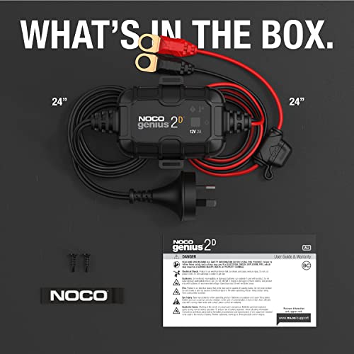 NOCO GENIUS2DAU, 2A Direct-Mount Onboard Battery Charger, 12V Car Battery Charger, Battery Maintainer, Trickle Charger and Desulfator for Automotive, Marine, AGM, and Deep-Cycle Batteries