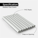 Radiator Pipe Covers White, Pipe Insulation 15mm; 19.5cm Long Snap On PVC Plastic Cover; Pack of 8 Customizable Radiator Pipe Collars or Radiator Sleeves