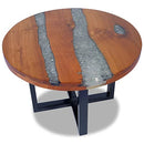 vidaXL Teak Resin Coffee Side Table Mango Wood Base Round Rustic Furniture