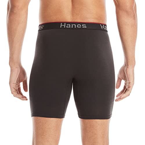 Hanes Men's Comfort Flex Fit Total Support Pouch 3-pack, Available in Regular and Long Leg Boxer Briefs, Gray/Black Long Leg, 3X-Large US