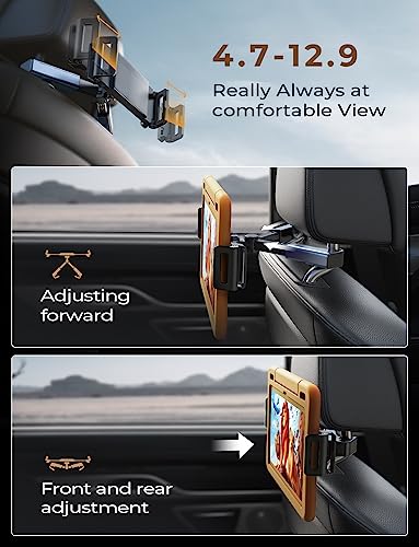 LISEN Tablet iPad Holder for Car Mount Road Trip Essentials Kids for Adults Must-Have iPad Car Holder Back Seat Portable Car Tablet Holder Fit for 4.7-12.9" Devices Headrest Rod car accessories