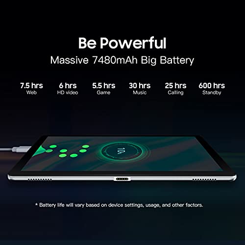 Blackview Tab 10 Tablet Android 11 10.1 Inch 1920x1200 FHD MTK8768 Octa Core 4GB RAM 64GB ROM 4G Network 8MP+13MP Camera 7480mAh Battery Tablets PC Dual Wifi Gray