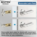 BESTTEN [5 Pack Vienna Series Contemporary Passage Door Handle with Removable Latch Plate, Interior Hallway Closet Door Lever Set, Satin Nickel