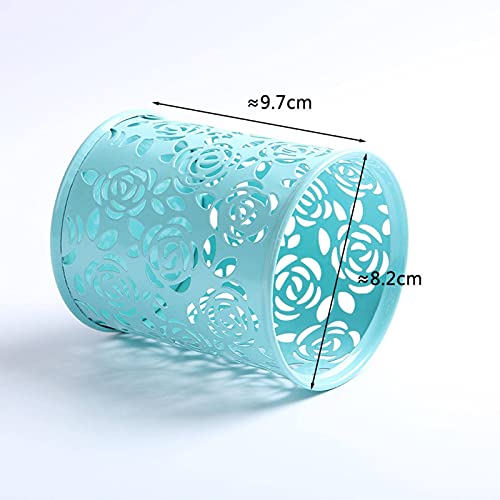 1 P C Metal Hollow Rose Flower Design Cylinder Pen Pencil Pot Holder Storage Pen Case Office Stationary Supplies